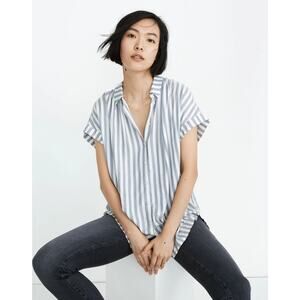 Madewell‎ Central Shirt Womens Size Small Pompano Stripe Bayside Faded Indigo